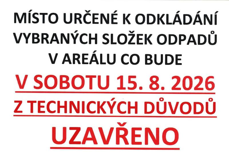 Uzavření místa určeného k odkládání vybraných složek odpadů