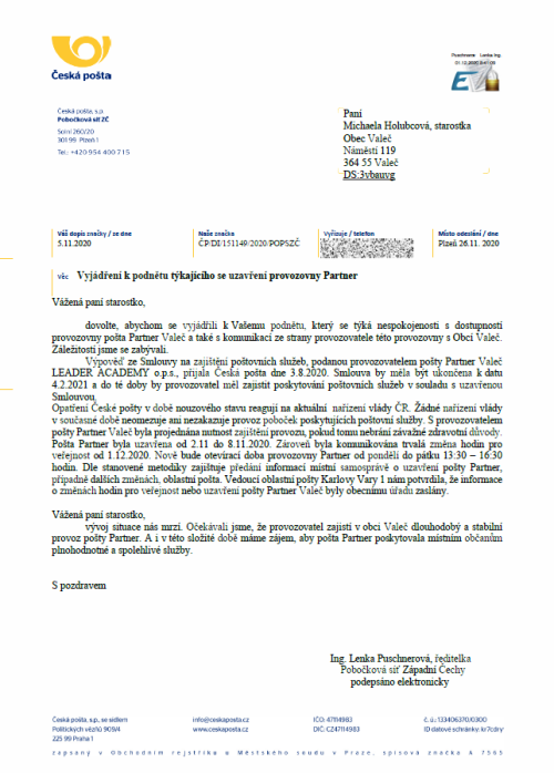 Dezinformace  POŠTA PARTNER 1